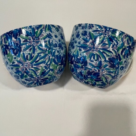 LILLY PULITZER (NEW) "High Maintenance" Set of 2 Ceramic Mugs, Royal/White-12 OZ - Picture 2 of 8